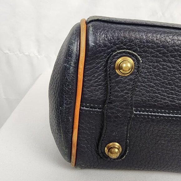 Vintage 90s Dooney & Bourke All-Weather Leather Essex Pebble Leather Brown Navy - Picture 16 of 16